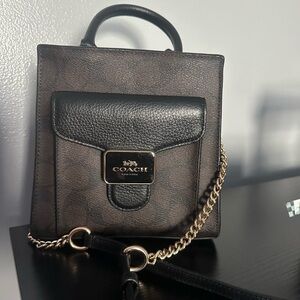 Coach Black and Brown Leather Crossbody Bag Mini Peppermint